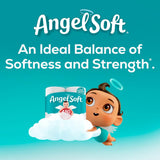 Angel Soft toilet paper package with a cartoon baby character on a blue background
