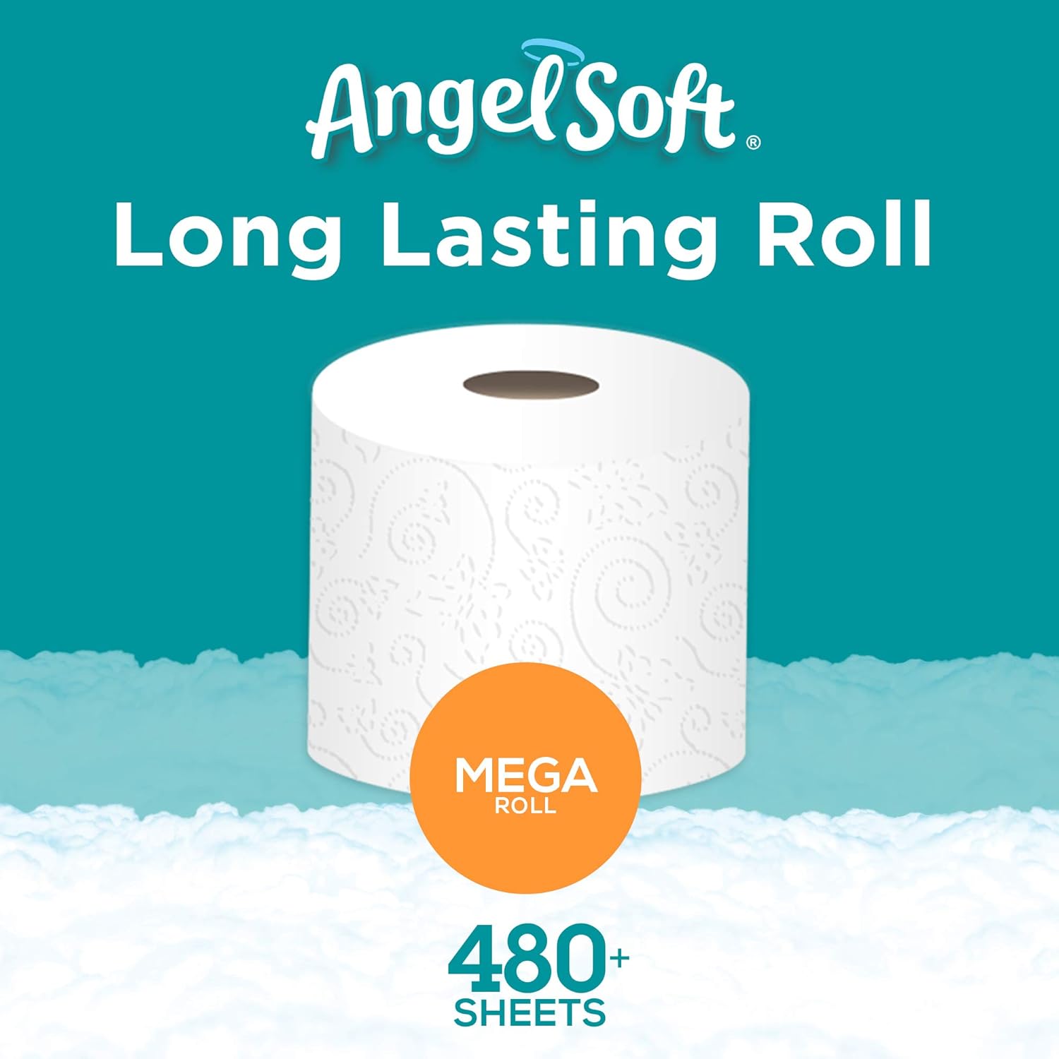 Angel Soft Toilet Paper, 6 Mega Rolls, 6 = 24 Regular Bath Tissue Rolls, 480+ 2-Ply Sheets Per Roll