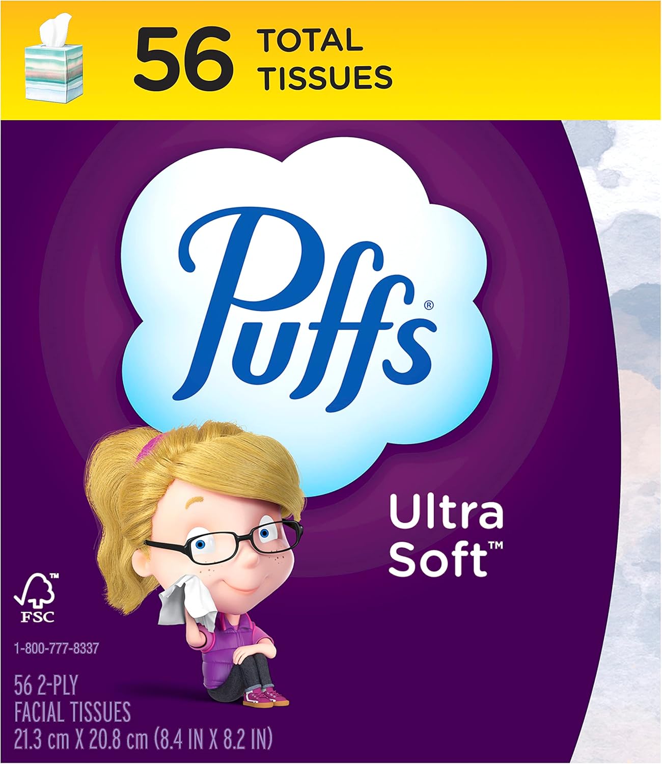 Puffs Ultra Soft Facial Tissues, 1 Cube, 56 Facial Tissues Per Box