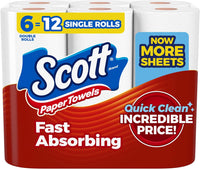 Scott Paper Towels, Choose-A-Sheet, 30 Double Rolls = 60 Regular Rolls (108 Sheets Per Roll)