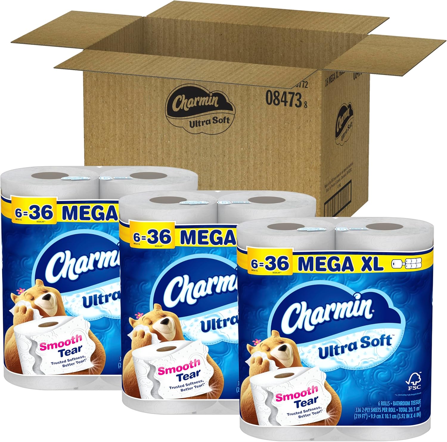Charmin Ultra Soft Toilet Paper, 18 Mega XL Rolls = 108 Regular Rolls