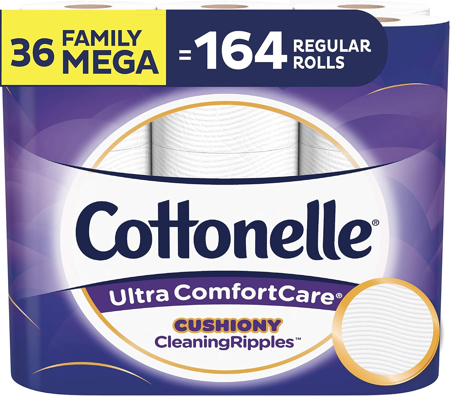 Cottonelle Ultra ComfortCare Soft Toilet Paper with Cushiony Cleaning Ripples, Family Mega Rolls, 325 Sheets Per Roll, 18 Count (Pack of 2)