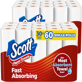 Scott paper towels packaging with multiple rolls on a white background