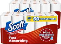 Scott Paper Towels, Choose-A-Sheet, 30 Double Rolls = 60 Regular Rolls (108 Sheets Per Roll)