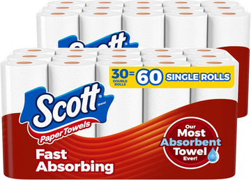 Scott Paper Towels, Choose-A-Sheet, 30 Double Rolls = 60 Regular Rolls (108 Sheets Per Roll)