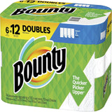 Bounty paper towels packaging with green and yellow design
