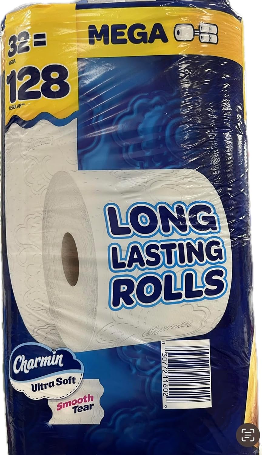 Charmin Ultra Soft Smooth Tear Toilet Paper, 32 Mega Rolls, 128 Regular Rolls