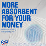 Advertisement for Scott paper towels with text 'More absorbent for your money' on a white background.