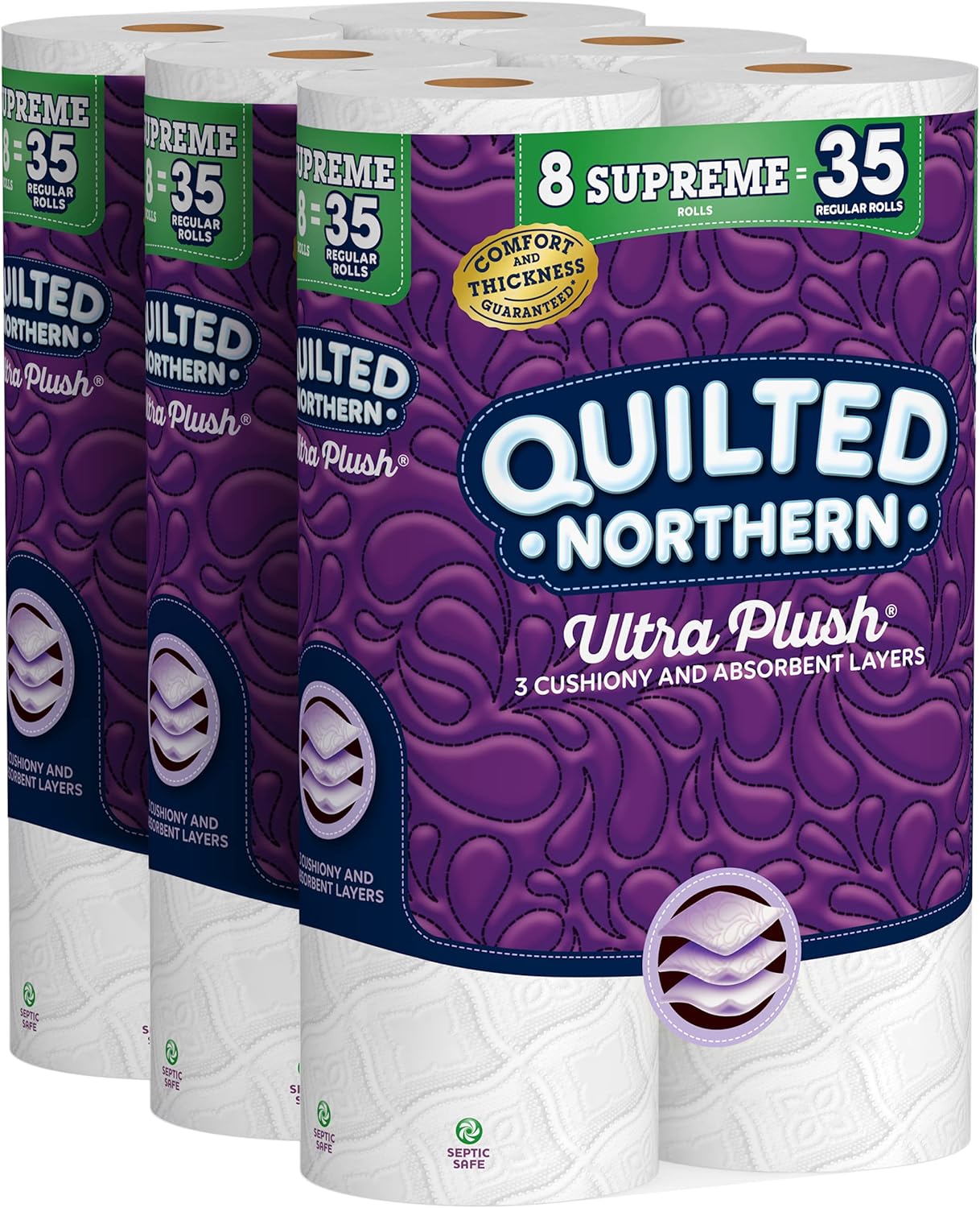 Quilted Northern Ultra Plush Toilet Paper, 24 Supreme Rolls = 105 Regular Rolls, 3-ply Bath Tissue
