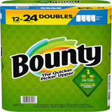 Bounty paper towel package with green and yellow design