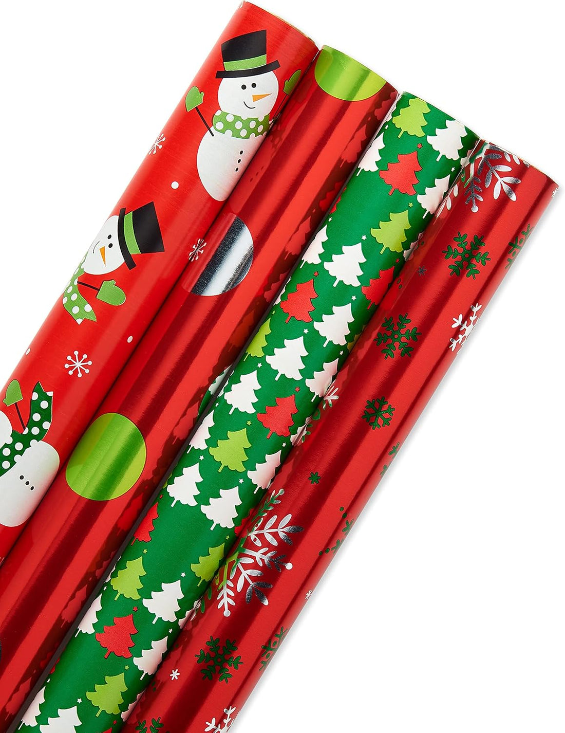 American Greetings Reversible Christmas Wrapping Paper, 4 Rolls (Red & Green Foil) – detail