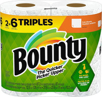 Bounty Full Sheet Paper Towels, White, 2 Triple Rolls = 6 Regular Rolls