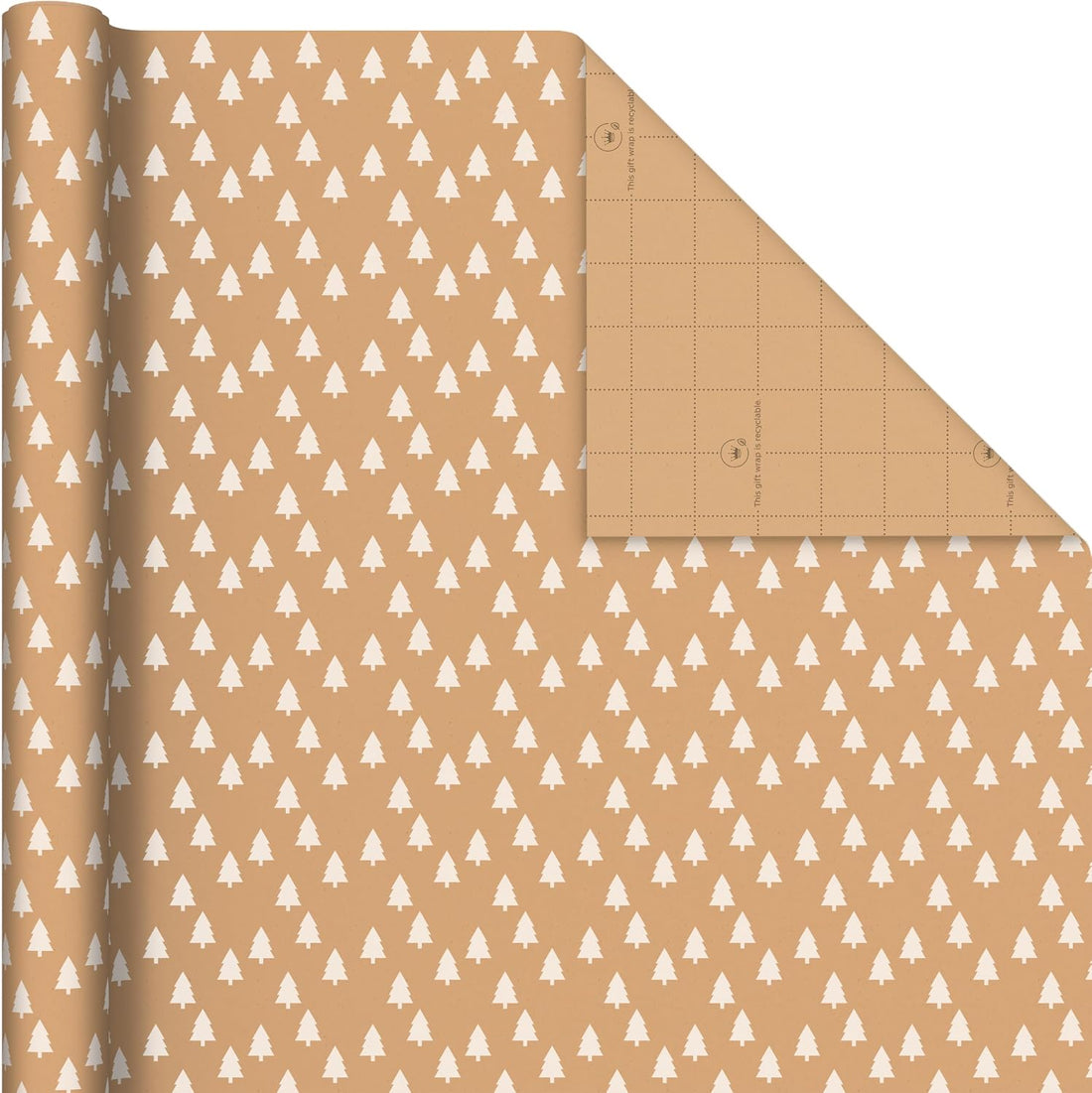 Hallmark Kraft Christmas Wrapping Paper, 3 Rolls (Trees, Antlers, Snowflakes), 90 Sq Ft – detail