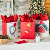 Hallmark Large Christmas Gift Bags with Tissue Paper, 3-Pack (Wreath, Gold Joy, Red Barn) – view 2