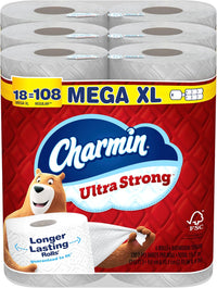 Charmin Ultra Strong Toilet Paper 6 Mega Rolls, 220 Sheets Per Roll