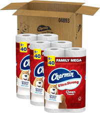 Charmin Ultra Strong Clean Touch Toilet Paper, 24 Family Mega Rolls = 120 Regular Rolls