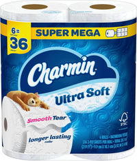Charmin Ultra Soft Toilet Paper 6 Mega XL Rolls, 336 Sheets Per Roll (Packaging May Vary)