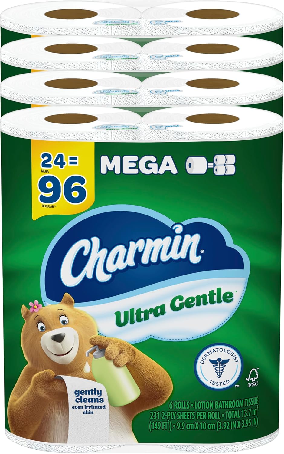 Charmin Ultra Gentle Toilet Paper, 9 Mega Rolls, 231 Sheets Per Roll