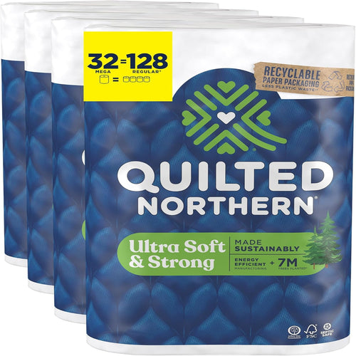 Quilted Northern Ultra Soft & Strong Toilet Paper - 32 Mega Rolls (128 Regular Rolls), 2-Ply