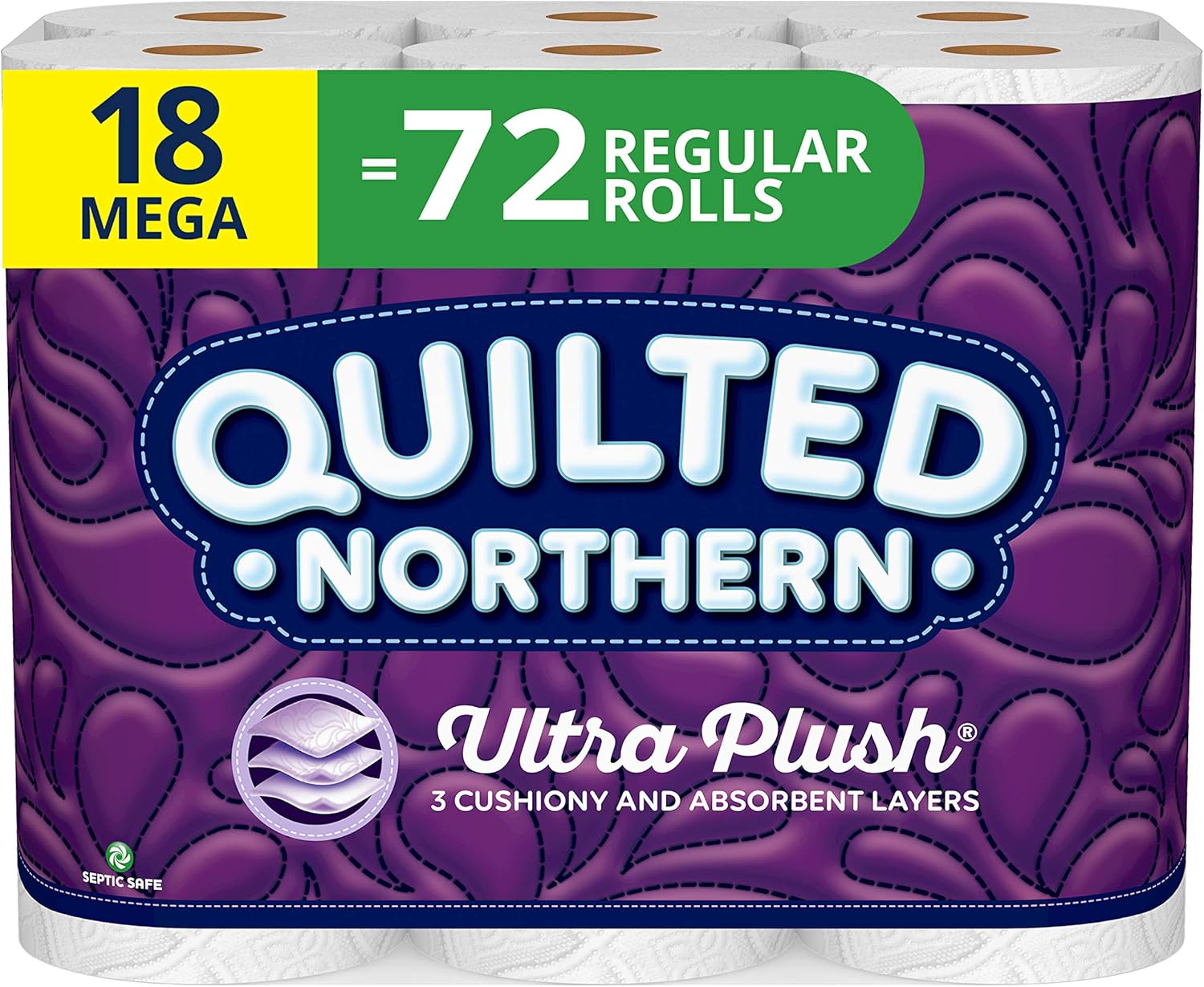 Quilted Northern Ultra Plush Toilet Paper, 18 Mega Rolls, 18 = 72 Regular Rolls, 3 Ply Bath Tissue