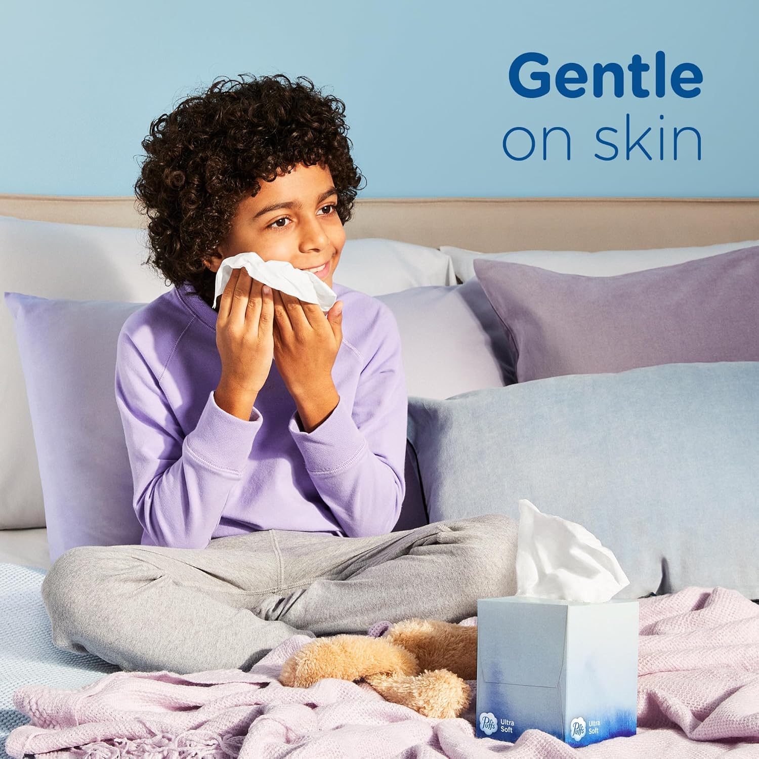 Puffs Ultra Soft Non-Lotion Facial Tissue, 8 Family Boxes, 124 Facial Tissues per Box