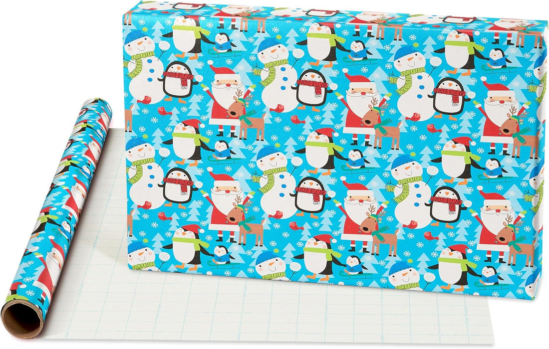 American Greetings Kids' Christmas Wrapping Paper Set with Bows & Tags, 4 Rolls (Santa & Snowmen), 120 Sq Ft – view 5