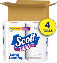 Scott 1000 Sheets Per Roll Toilet Paper, 4 Rolls, Bath Tissue