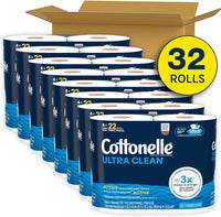 Cottonelle Ultra Clean Toilet Paper with Active CleaningRipples Texture, Strong Bath Tissue, 24 Family Mega Rolls = 132 Regular Rolls (4 Packs of 6)