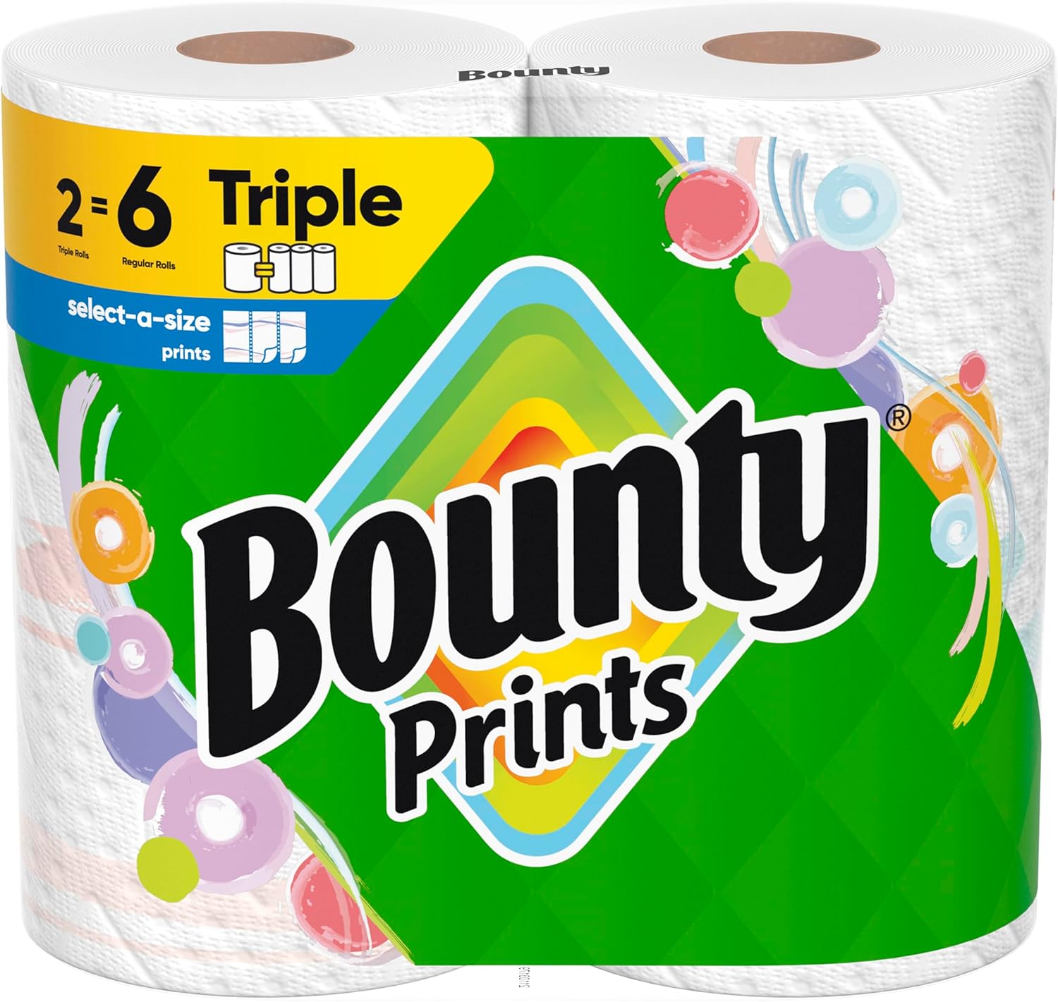Bounty Full Sheet Paper Towels, White, 2 Triple Rolls = 6 Regular Rolls