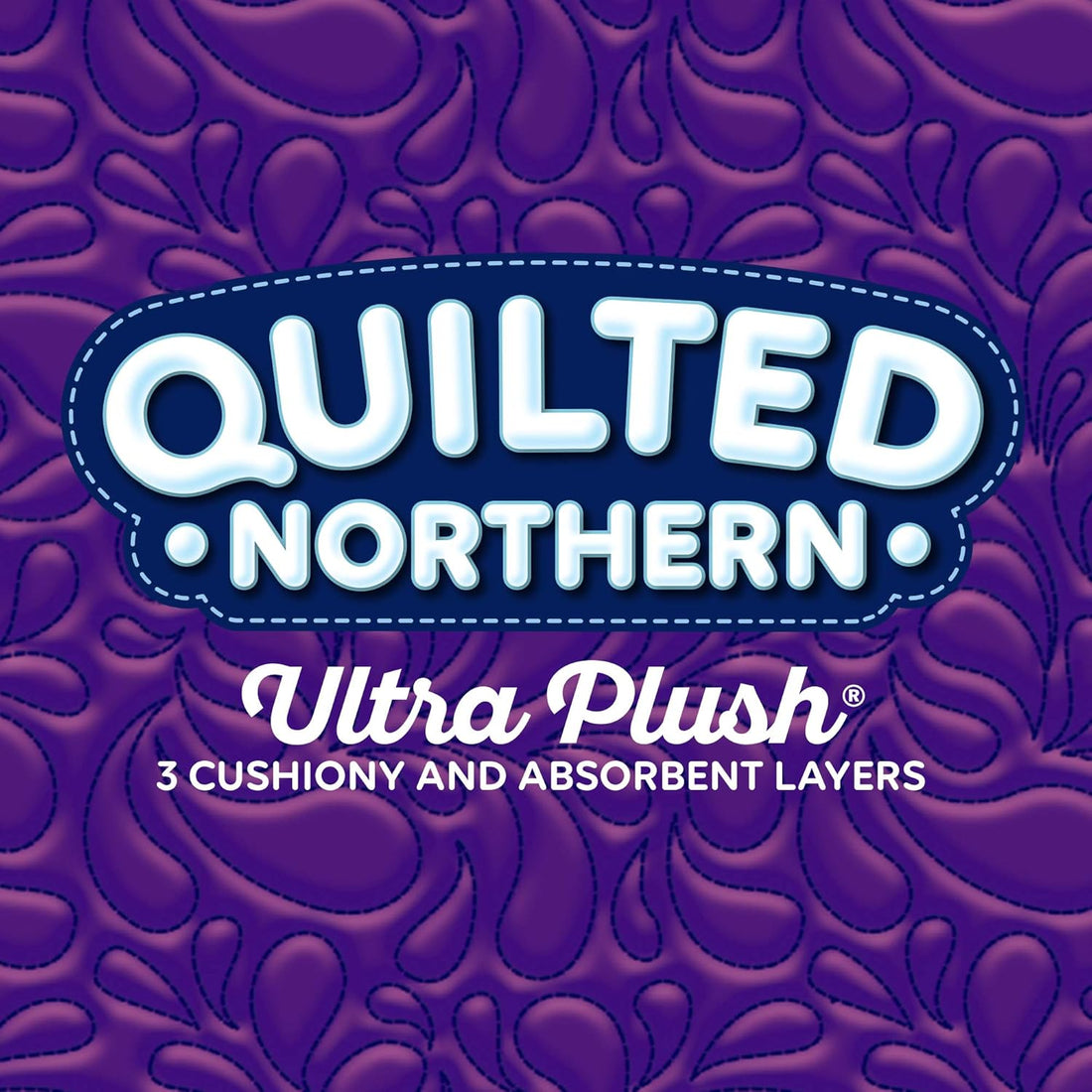 Quilted Northern Ultra Plush logo on a purple textured background