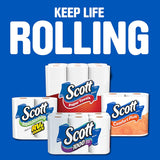 Scott paper towels with various packages on a blue background and 'Keep Life Rolling' text.
