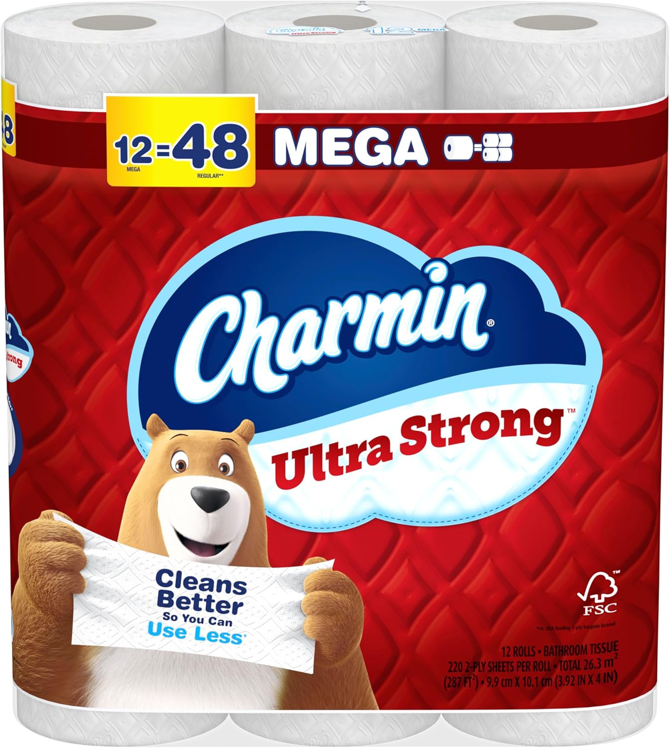 Charmin Ultra Strong Toilet Paper 12 Mega Rolls, 220 Sheets Per Roll