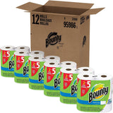 Box of Bounty paper towels with multiple rolls in front