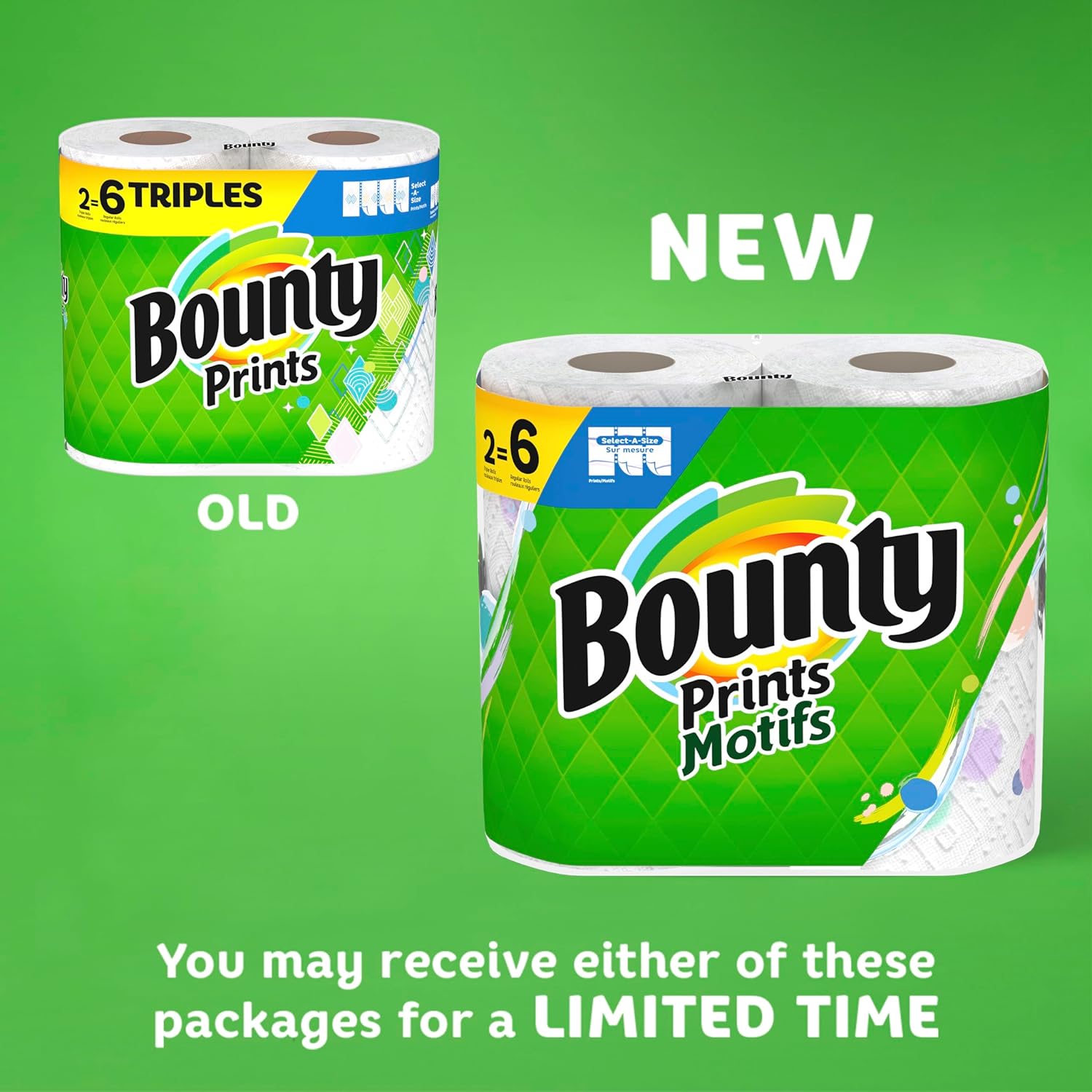 Bounty Select-A-Size Paper Towels, White, 2 Triple Rolls = 6 Regular Rolls