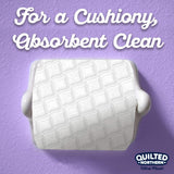 Quilted Northern Ultra Plush toilet paper roll on a purple background with text.
