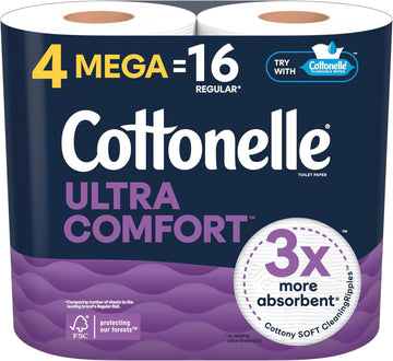 Cottonelle Ultra Comfort Soft Toilet Paper - 4 Mega Rolls (16 Regular Rolls), 244 Sheets Each