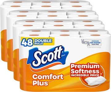 Scott ComfortPlus Toilet Paper, 12 Double Rolls, 231 Sheets per Roll, Septic-Safe, 1-Ply Toilet Tissue