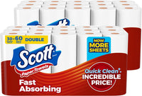 Scott Paper Towels, Choose-A-Sheet, 30 Double Rolls = 60 Regular Rolls (108 Sheets Per Roll)