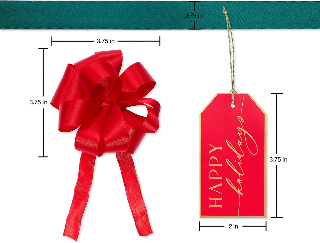 Papyrus Christmas Gift Tags, Ribbons & Bows Set, Red, Green & Gold (10 Pieces) – view 3