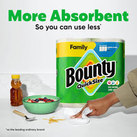 Bounty Quick-Size Paper Towels, White, 8 Family Rolls = 20 Regular Rolls