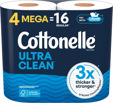 Cottonelle Ultra Clean Toilet Paper, 9 Mega Rolls (9 Mega Rolls = 36 Regular Rolls), 284 Sheets Per Roll, Packaging May Vary