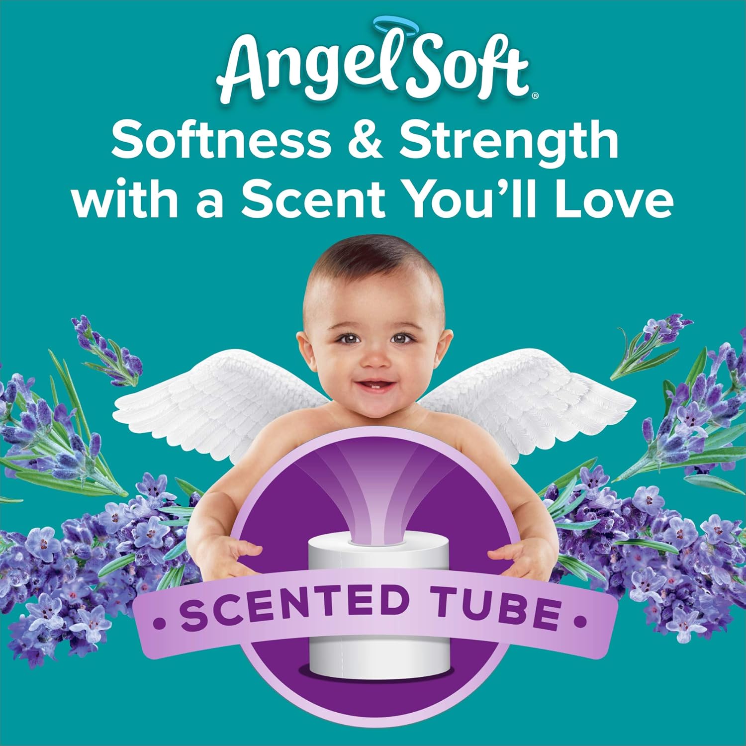 Angel Soft Toilet Paper with Fresh Lavender Scent, 12 Double Rolls=24 Regular Rolls, 200+ 2-Ply Sheets