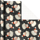 Hallmark Black Christmas Wrapping Paper with Cut Lines, 3 Rolls (Retro Santa, Buffalo Plaid, Train), 120 Sq Ft – detail