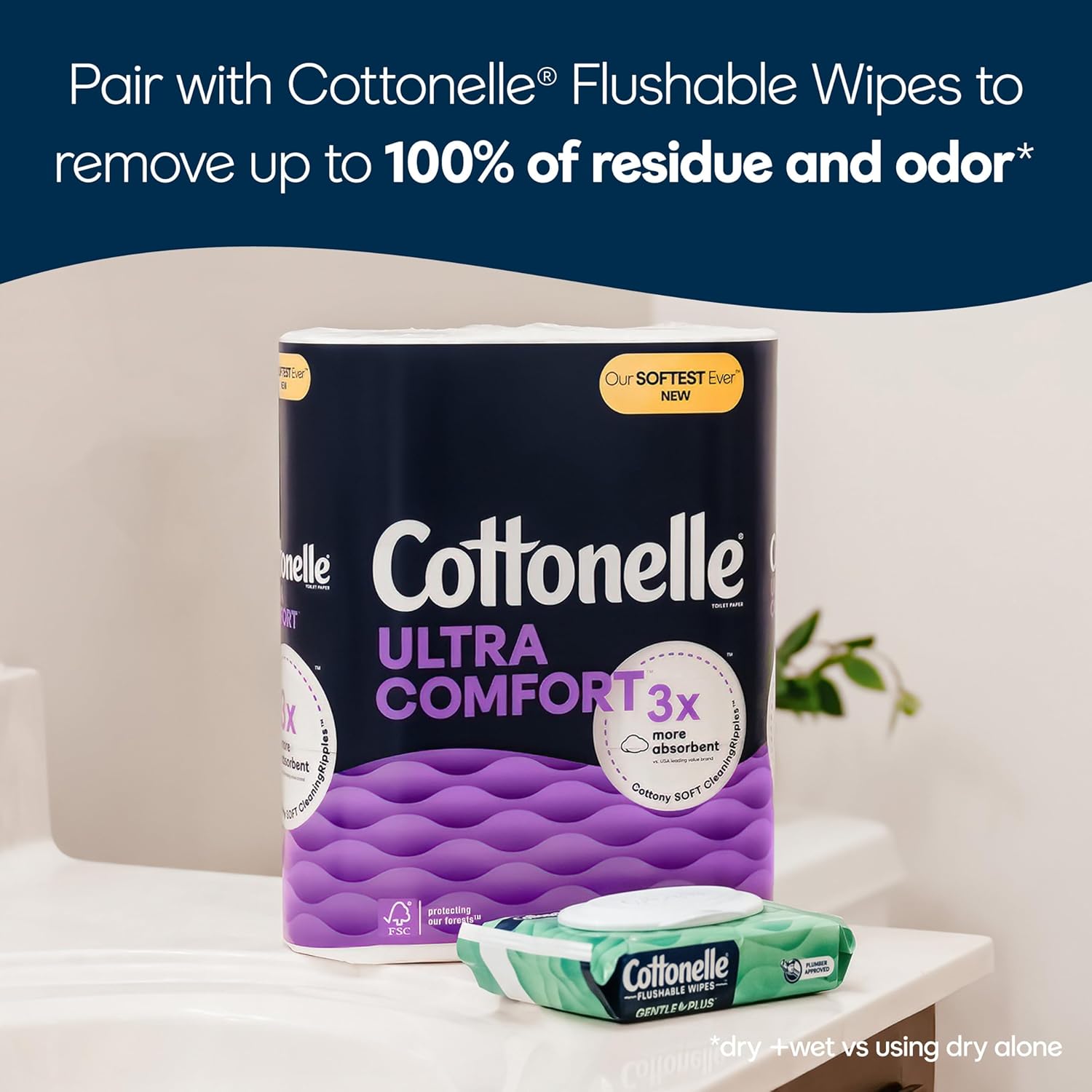 Cottonelle Ultra Comfort Soft Toilet Paper - 4 Mega Rolls (16 Regular Rolls), 244 Sheets Each