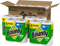 Bounty Quick-Size Paper Towels, White, 8 Family Rolls = 20 Regular Rolls