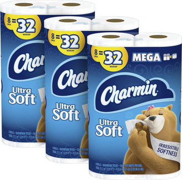 Charmin Ultra Soft 2-Ply Mega Roll Toilet Paper, 264 Sheets Per Roll, 8 Rolls Per Pack, Case Of 3 packs