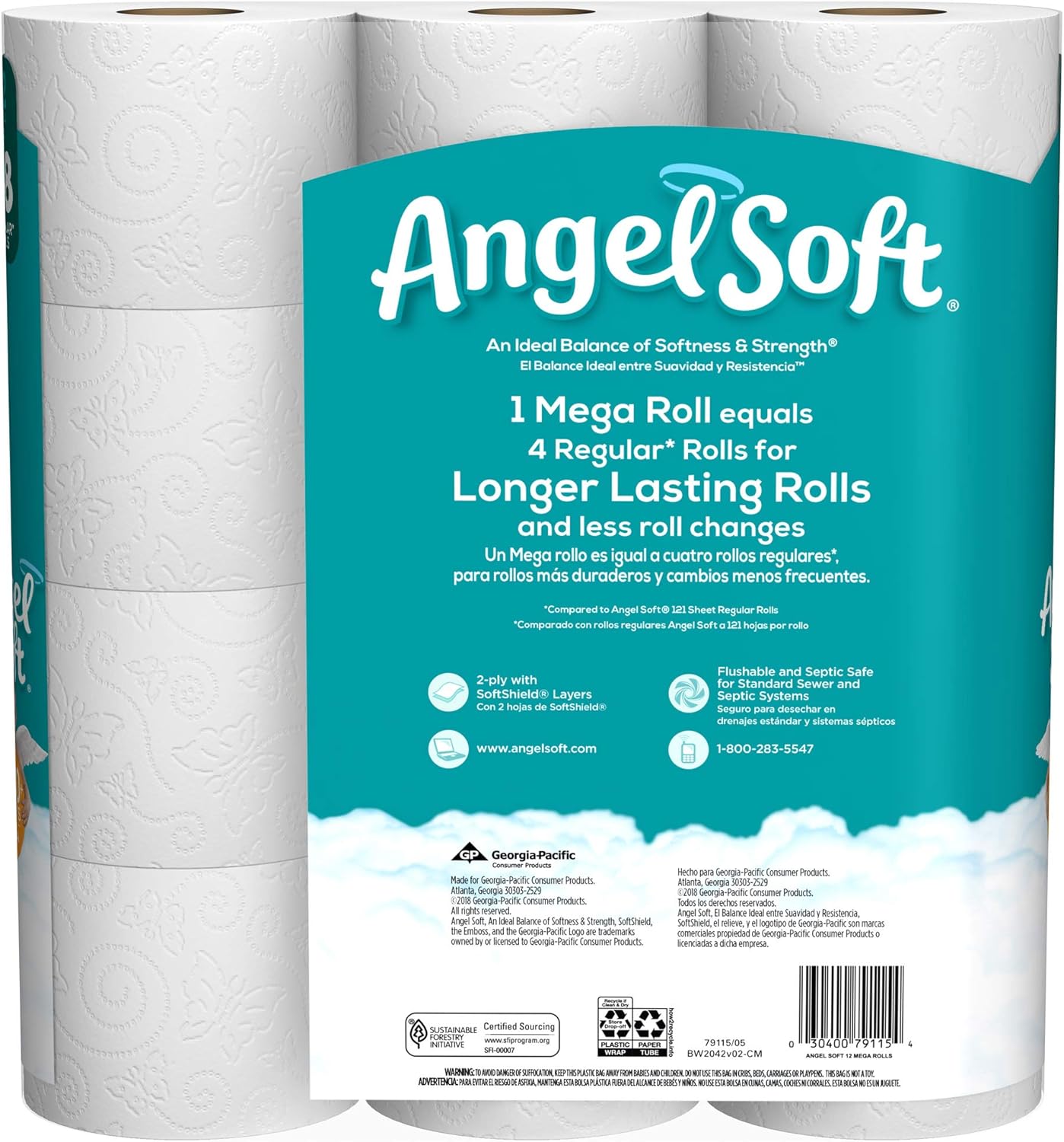 Angel Soft Toilet Paper, 484 Sheets per roll, 12 Count (Pack of 1)