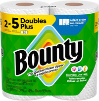 Bounty Paper Towels Select-A-Size, White, 2 Double Plus Rolls = 5 Regular Rolls