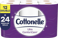 Cottonelle Ultra ComfortCare Toilet Paper, Bath Tissue, 12 Double Toilet Paper Rolls