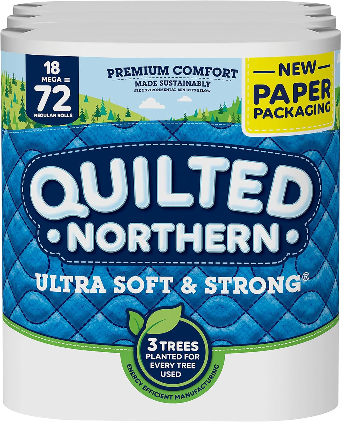 Quilted Northern Ultra Soft & Strong Toilet Paper, 18 Mega Rolls = 72 Regular Rolls, 2-ply Bath Tissue, 6 count (Pack of 3)